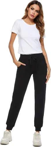 Miniatura 4 de AvaCostume Pantalones deportivos de algodón elástico para mujer con bolsillos
