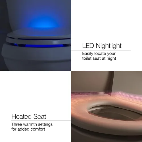Miniatura 10 de Kohler PureWash E590 Asiento de Inodoro Bidé Alargado con Calefacción, Blanco con Panel Lateral, Agua Tibia, Secadora, Tapa de Cierre Silencioso