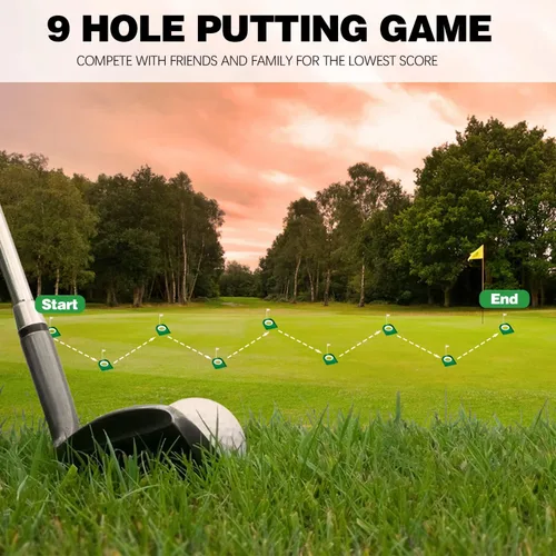 Miniatura 4 de Paquete de 9 tazas de golf y bandera de plástico para practicar golf, ayuda para entrenamiento en interiores y exteriores, para niños, hombres