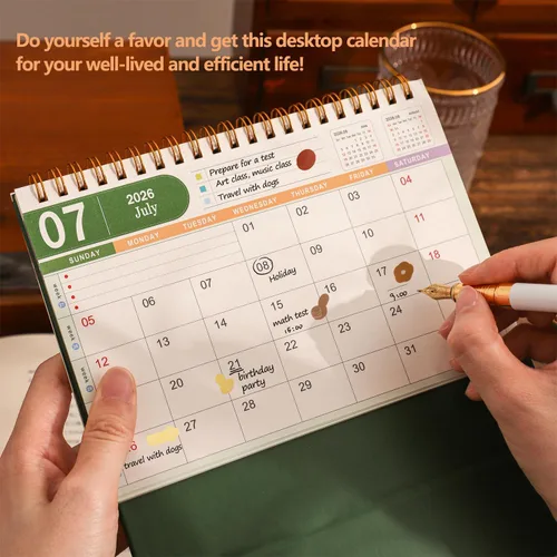 Miniatura 7 de Calendario de escritorio pequeño 2026, calendario de escritorio abatible de pie de enero de 2026 a junio de 2027 – Anillo de metal doble