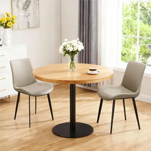 Miniatura 26 de Juego de 2 sillas de comedor modernas, sillas de comedor de cuero PU, sillas de cocina tapizadas con respaldo ergonómico y patas de metal