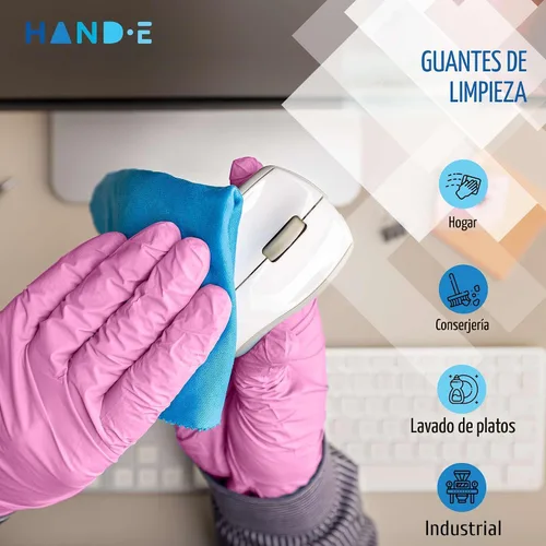 Miniatura 4 de Hand-E Touch - Guantes desechables de nitrilo rosa, para esteticista, técnico de uñas, tinte y estilista de cabello, guantes de limpieza