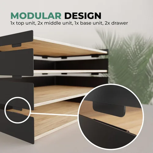 Miniatura 5 de Prosumer's Choice Organizador de escritorio de bambú de 3 niveles con 2 cajones, bandeja de papel de madera para una configuración limpia