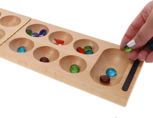 Miniatura 2 de WE Games Juego de mesa plegable de madera maciza Mancala - 18 pulgadas, juegos divertidos para la noche de juegos familiares, juegos familiares
