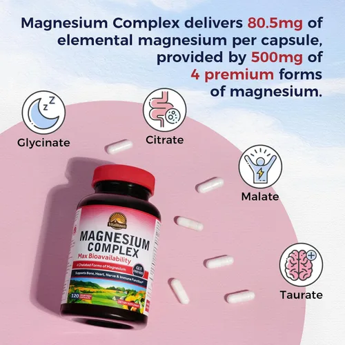 Miniatura 5 de Vitalitown Suplemento Complejo de Magnesio 500mg y Complejo de Vitamina C 1000mg