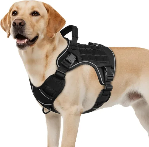 Miniatura 42 de WINGOIN - Arnés táctico púrpura para perros medianos, arnés resistente sin tirones con asa, chaleco militar K9 reflectante ajustable para mascotas