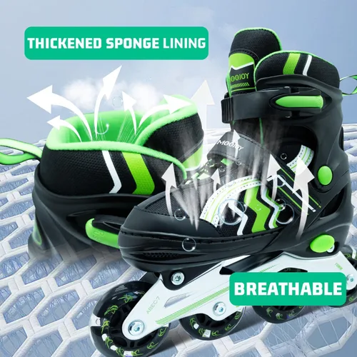 Miniatura 6 de Inline Skates for Kids 4 Size Adjustable Light-Up Wheels Aluminum Frame Black Rose Red Blade Skate for Boys and Girls S, M, L Sizes, Ages 5-8, 6-12