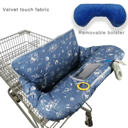 Miniatura 2 de Funda para carrito de compras para bebé/niño, acogedora funda para silla alta, nave espacial azul