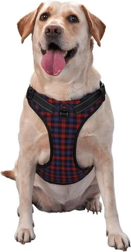 Miniatura 11 de Arnés para perro sin tirones, Royal Stewart Tartán clásico rojo escocés a cuadros ajustable reflectante transpirable Oxford chaleco suave para Royal