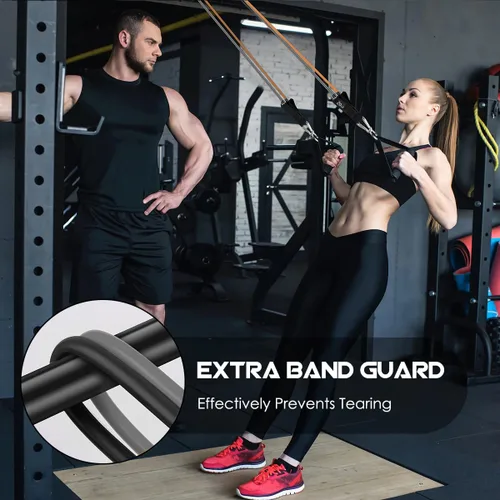 Miniatura 8 de VEICK Bandas de resistencia, bandas de ejercicio, bandas de entrenamiento, bandas de resistencia para entrenar con asas para hombres y mujeres, Gris