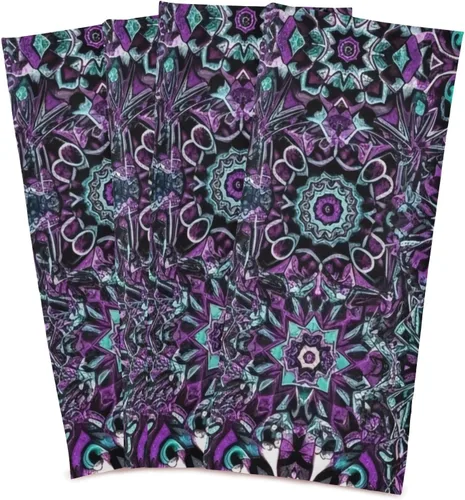 Miniatura 2 de GAIREG Juego de 4 toallas de cocina retro con mandala morada, 28 x 18 pulgadas, a granel, color morado