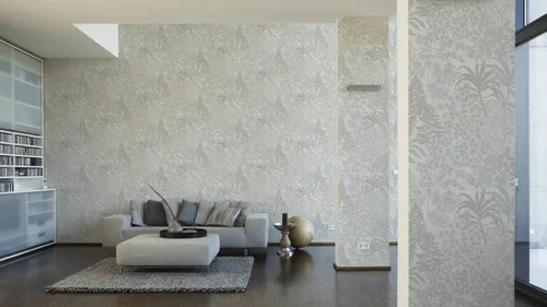 Miniatura 4 de CONCORD WALLCOVERINGS ™ Papel tapiz moderno con textura floral, hojas de pared de vinilo, gris, metálico, plateado, blanco, 21 pulgadas x 33 pies