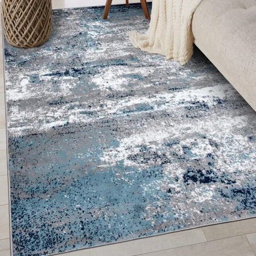 Miniatura 25 de Rugshop - Alfombra moderna envejecida gris abstracta estilo bohemio con acuarela para pasillo, entrada y cocina, 2 pies x 7 pies