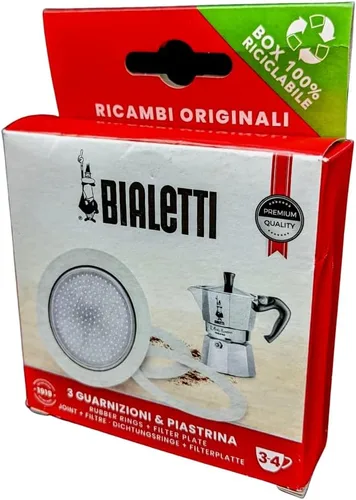 Miniatura 2 de Bialetti Piezas de repuesto, incluye 3 juntas y 1 plato, compatible con Moka Express, Fiammetta, Break, Happy, Dama, Moka Melody, Alpina, Moka Timer