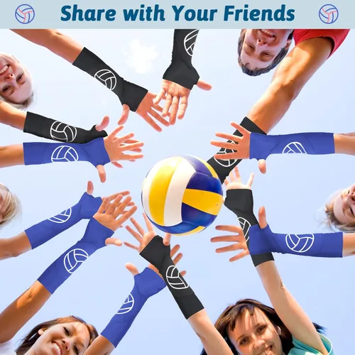 Miniatura 5 de Newcotte 2 pares de mangas de brazo de voleibol, mangas de antebrazo con almohadillas de protección y orificio para el pulgar acolchado, 12 pulgadas