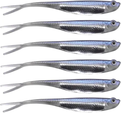 Miniatura 19 de QualyQualy 5 señuelos de pesca suaves de Swimbait, 6 unidades Jerk Shad Minnow Drop Shot Señuelo para Bass Bait Shad Señuelo suave Jerkbait para A-4#