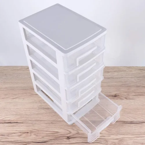 Miniatura 8 de PATKAW Contenedores de almacenamiento de plástico, cajones organizadores de cinco capas, 1 unidad de 12.4 x 8.3 x 6.0 in, gabinete de almacenamiento