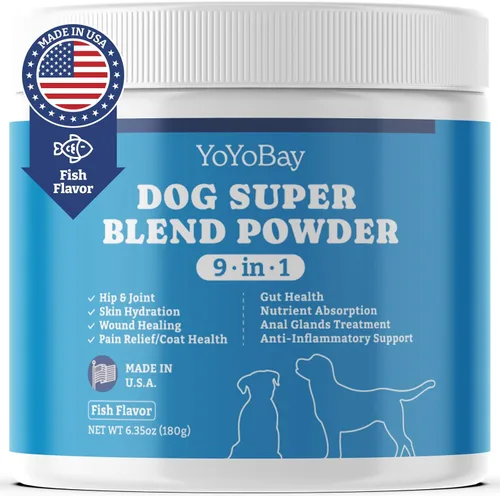 Suplementos para perros, suplementos para perros, súper mezcla en polvo 9 en 1, vitaminas para perro, con polvo de pescado de Islandia, apoyo a la