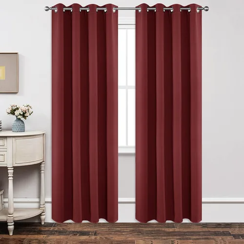 Miniatura 125 de Joydeco - Juego de 2 paneles de cortinas opacas de 63 pulgadas, 2 cortinas largas con aislamiento térmico burg, cortinas de oscurecimiento