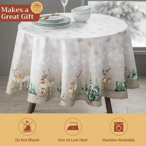 Miniatura 5 de Maison d' Hermine Mantel 100% algodón para mesas de cocina/comedor, fiestas, bodas, Acción de Gracias/Navidad (Redondo, 69 pulgadas de diámetro)