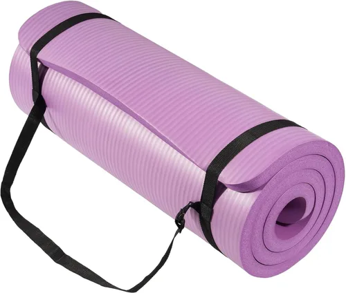 Miniatura 12 de BalanceFrom Yoga Mat, 1-Inch Extra Thick High Density Exercise Mat, Anti-Tear Exercise Yoga Mat with Carrying Strap, Suitable for Various Yoga Azul