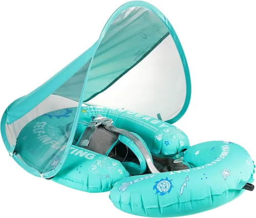 Miniatura 20 de Mambobaby Flotador de natación para bebé con toldo, flotador de bebé sólido no inflable, material de cuero suave impermeable y agradable a la piel