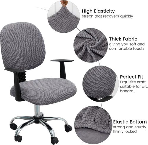 Miniatura 4 de MIFXIN Funda elástica para silla de computadora, 2 piezas, de tela jacquard, elástica, para silla de computadora, protector de muebles para oficina