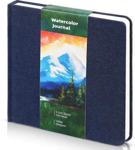 Miniatura 17 de Dispowreath Cuaderno de bocetos de acuarela de 5.5 x 5.5 pulgadas, cuaderno cuadrado de acuarela, prensa en frío, papel de algodón de 140 libras
