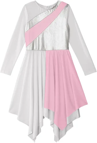 Miniatura 47 de CHICTRY Vestido de baile lírico sin mangas asimétrico para niñas, disfraz de adoración litúrgica contemporánea