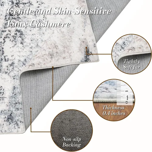 Miniatura 3 de Alfombra de área de 5 x 7, alfombra bohemia vintage, ultra suave, de pelo bajo, lavable, antideslizante, resistente a las manchas, alfombra impresa