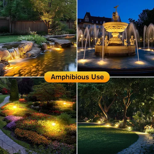 Miniatura 6 de POPOSOAP Luces de estanque, 4 en 1, luces de estanque subacuáticas blancas cálidas, focos LED impermeables IP68 para paisajismo para estanque