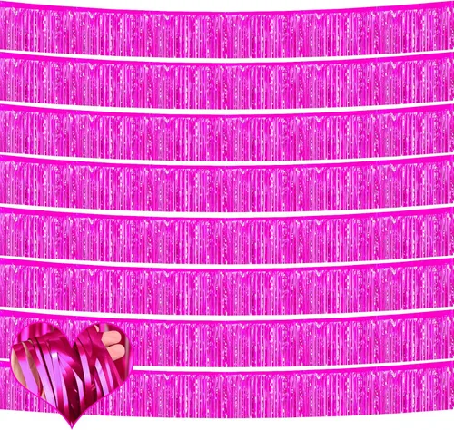 Miniatura 5 de Paquete de 10 unidades de 3,05 m de guirnalda de flecos de papel de aluminio con borlas metálicas, bandera para colgar en la pared, serpentinas