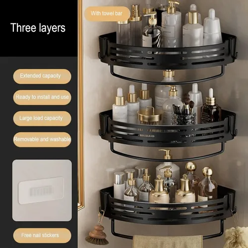 Miniatura 3 de Paquete de 3, 11.42 x 8.27 x 2.09 pulgadas, organizador de cocina triangular para ducha, organizador de baño, organizador de baño, impermeable