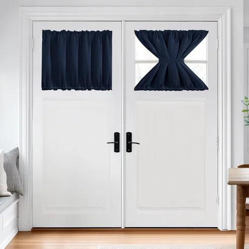 Miniatura 81 de Cortina térmica para puerta con bolsillo para barra, opacas, tratamiento de ventanas con ojales y ojales Deconovo 1 panel