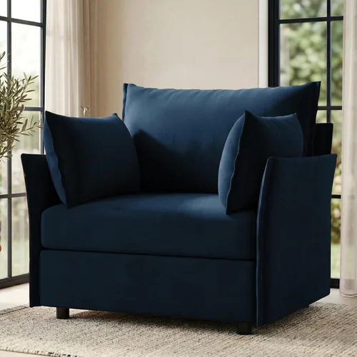 Miniatura 15 de ABCASA Silla de Acento de Gran Tamaño, Sillón Moderno Tapizado con Respaldo Extraíble y Funda Desmontable, Asiento de 24.5 Pulgadas de Profundidad
