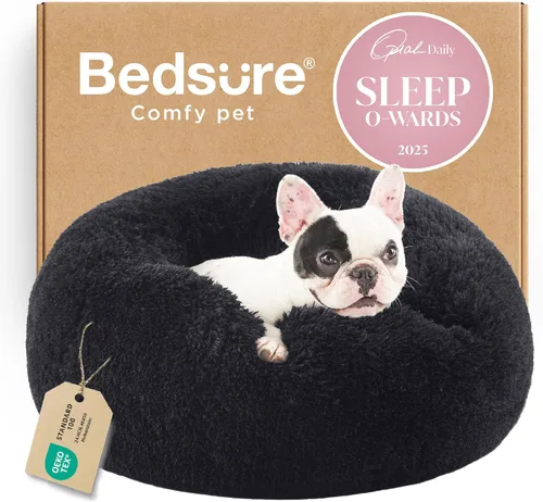 Miniatura 43 de Bedsure - Cama relajante para perro mediano, lavable, tipo dona, cama para gato, antideslizante, redonda, afelpada, mullida, de piel sintética