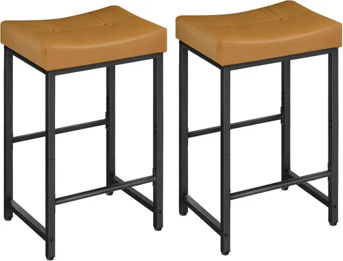 Miniatura 10 de HOOBRO Taburetes de Bar, Taburetes de Silla de Montar de 25.4", Taburetes con Tapicería de PU, Taburetes de Altura de Mostrador con Reposapiés