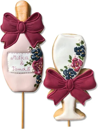 Miniatura 2 de LILIAO Cortador de galletas de copa de champán con cinta para boda/compromiso, 2.4 x 4.5 pulgadas, acero inoxidable