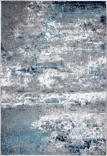 Miniatura 2 de Rugshop Alfombra abstracta azul envejecida moderna inspirada en acuarela bohemia para entrada, cocina y baño, 2 x 3 pies