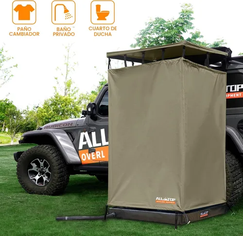 Miniatura 8 de ALL-TOP Toldo Cuarto de Ducha con Tapete de Piso Plegable, 3.3 pies x 3.3 pies, Refugio Privado Baño con Techo, Luz LED, Tubo de Drenaje, Baño