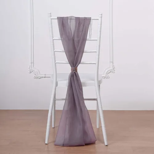 Miniatura 2 de Efavormart - Paquete de 5 bandas de gasa de alta calidad para silla, 22 x 78 pulgadas, amatista violeta, lazos para silla de diseño transparente
