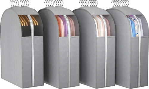 Miniatura 22 de Liuoud Bolsa Transparente para Colgar Ropa de 10" con Fuelle, Bolsas para Trajes de 32" para Almacenamiento de Closet Abierto, Cubierta de Ropa