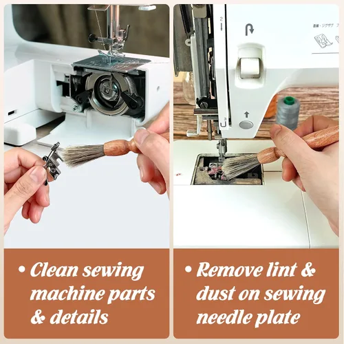 Miniatura 4 de Savina Cepillo de limpieza para máquinas de coser y sergers - Herramienta de coser, cepillo de pelusa de madera con una correa para colgar