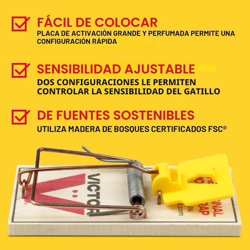 Miniatura 3 de Trampas para ratones Victor M035-12, pedal de plástico, madera FSC de origen sostenible, trampas para ratones de madera, paquete de 12