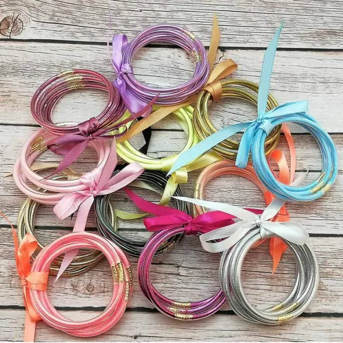 Miniatura 4 de YBMYCM - Juego de pulseras de silicona de gelatina con purpurina para mujer, rellenas con brillantina para niñas