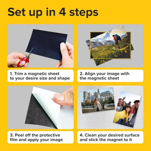 Miniatura 4 de Hojas magnéticas adhesivas autoadhesivas fuertes 4 piezas (22x28 cm/8.5x11") – Papel magnético personalizable para fotos, imanes adhesivos