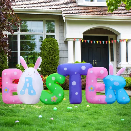 Miniatura 11 de Decoraciones inflables de Pascua para exteriores de 6 pies, con luces LED integradas, decoración de patio, para fiestas de Pascua, al aire libre