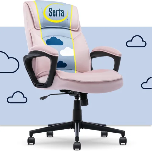 Miniatura 21 de Serta® Hannah Silla ejecutiva para oficina en casa, ergonómica de respaldo medio con soporte lumbar, cojín de asiento firme, almohadas corporales