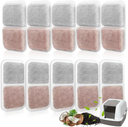 Paquete de 10 filtros de repuesto para cajas de arena Catit Jumbo/Regular/Catit Smartsift, almohadillas purificadoras de aire de doble acción para
