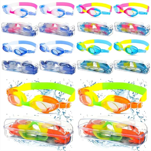 Miniatura 8 de Paquete de 20 pares de gafas de natación unisex para niños de 4 a 14 años, antiniebla, sin fugas, paquete de 20 pares